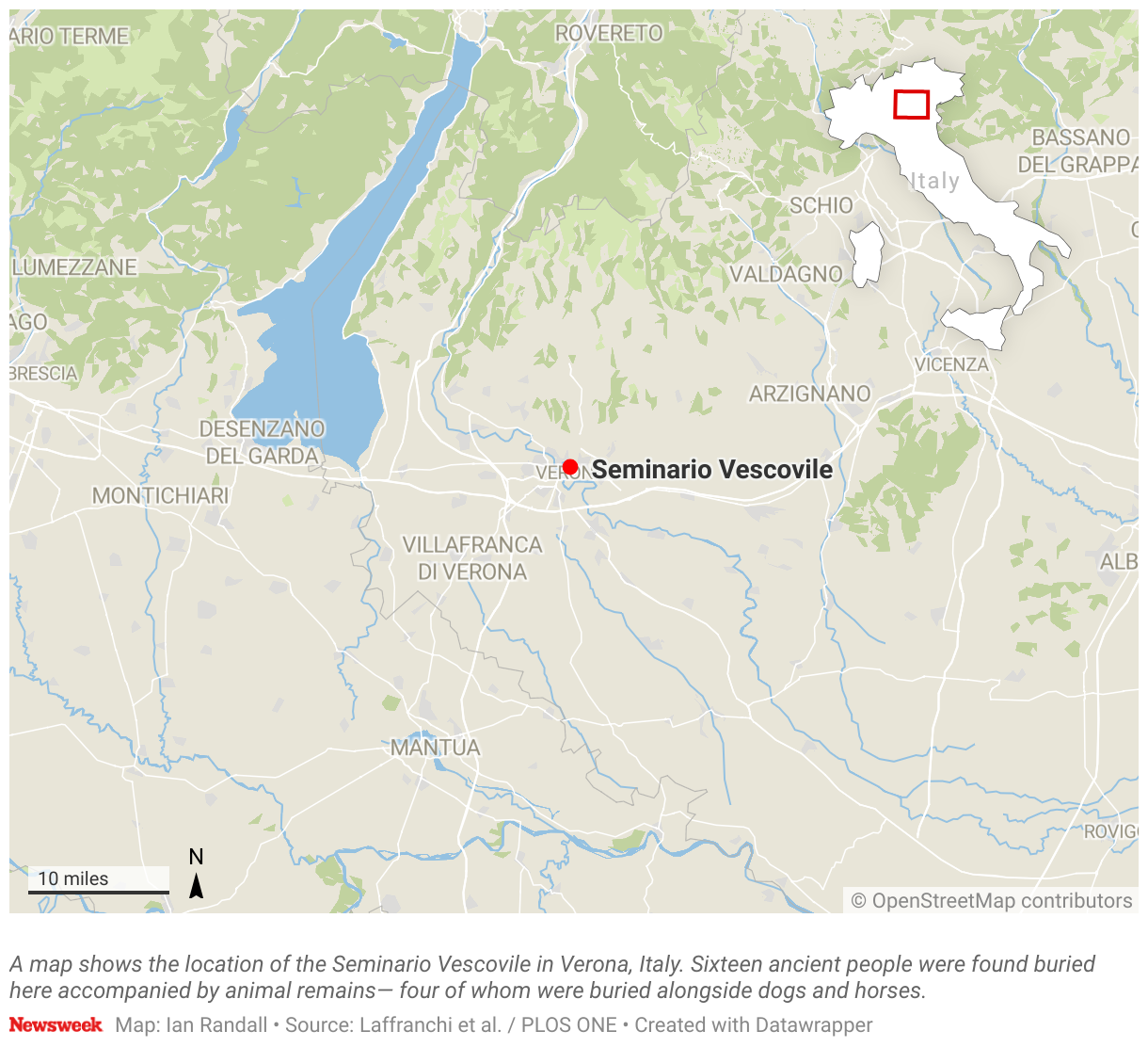 A map shows the location of the Seminario Vescovile in Verona, Italy.