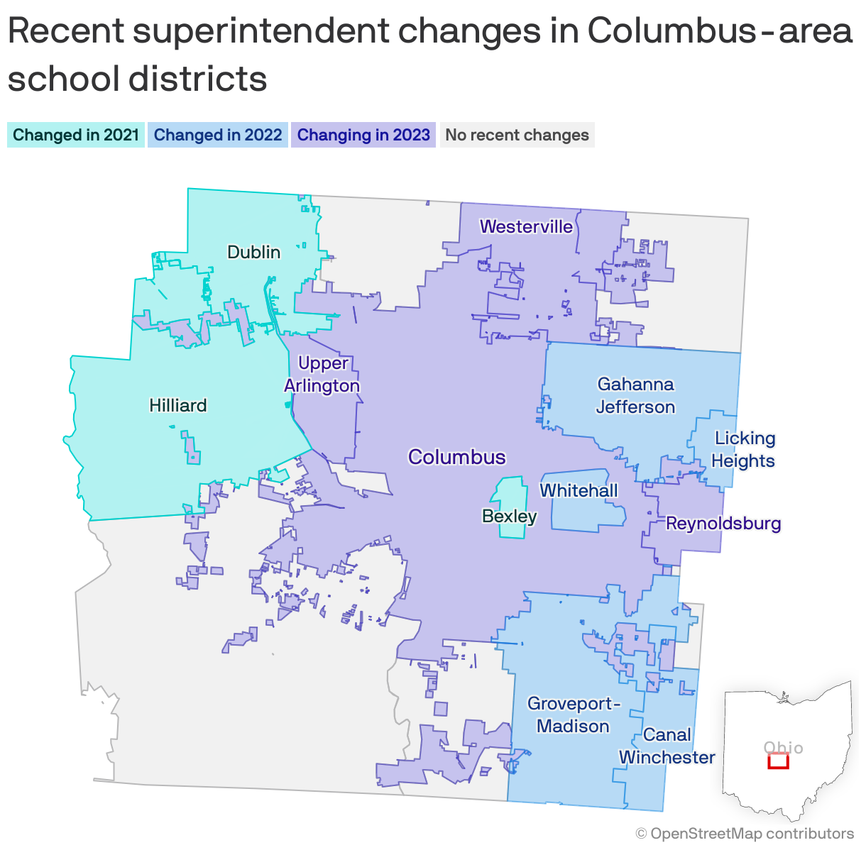 Recent superintendent changes in Columbus-area school districts