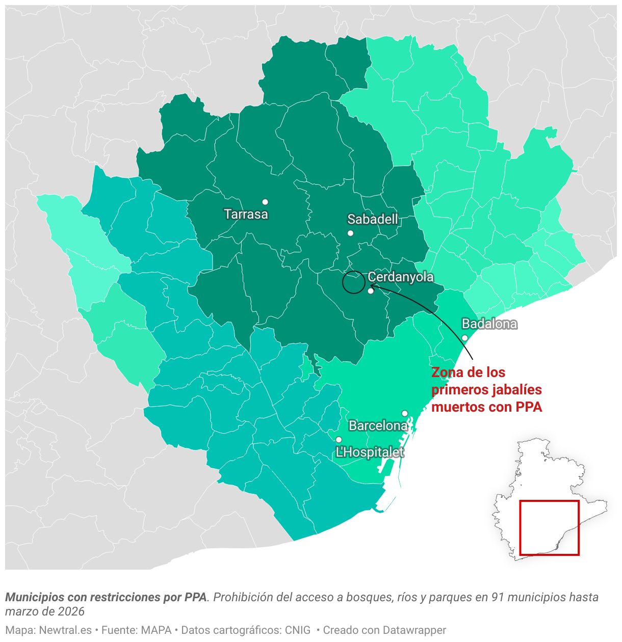 Municipios con restricciones por PPA (Mapa coroplético)