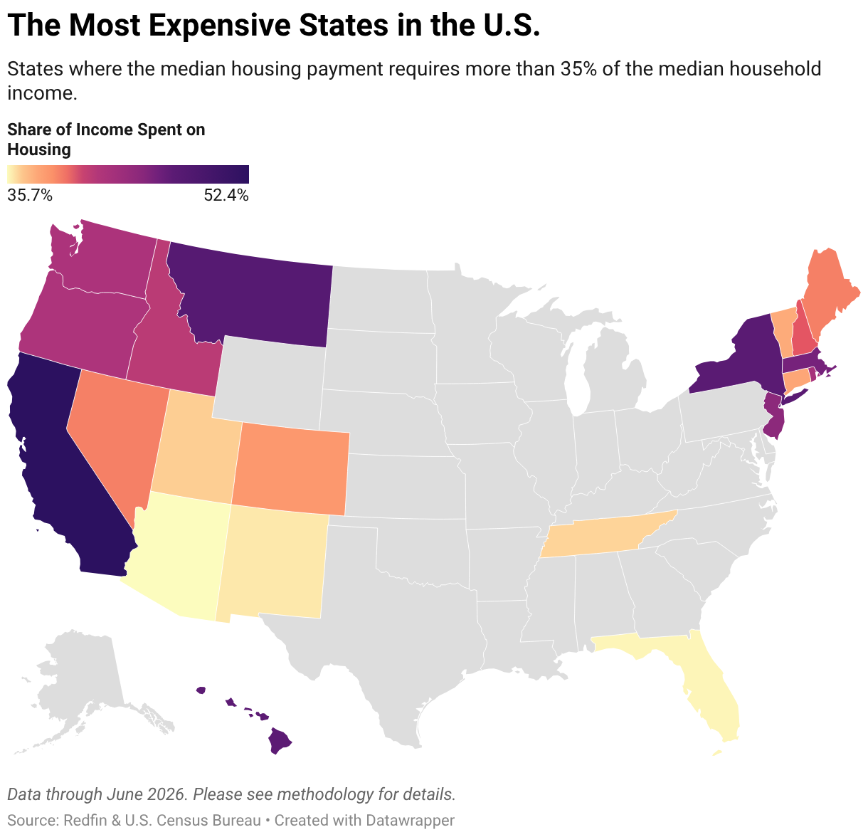 The Most Expensive States in the U.S. (Choropleth map)