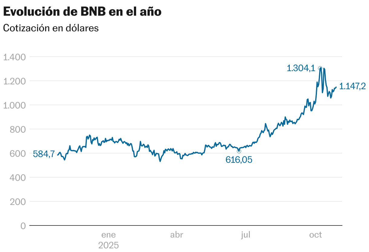 Evolución de BNB en el año (Líneas)