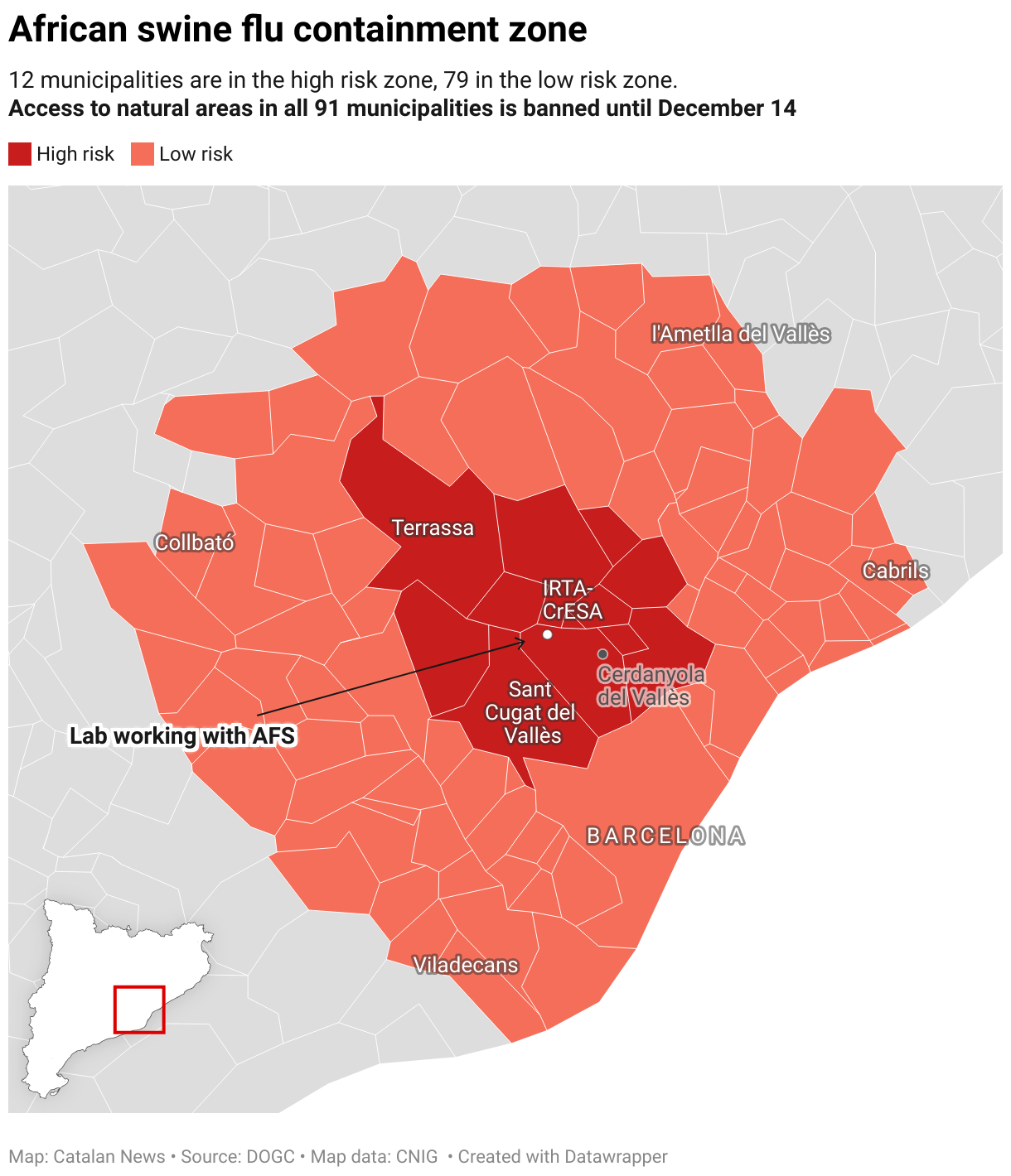 African swine flu containment zone (Choropleth map)