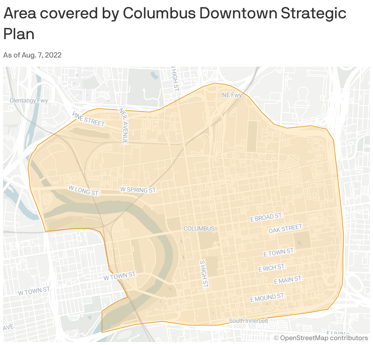 Area covered by Columbus Downtown Strategic Plan
