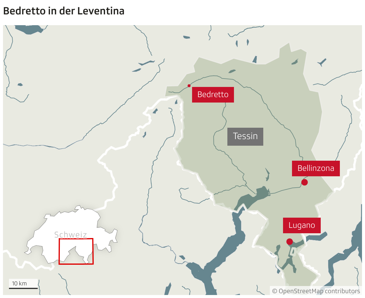 Bedretto in der Leventina (Locator-Karte)
