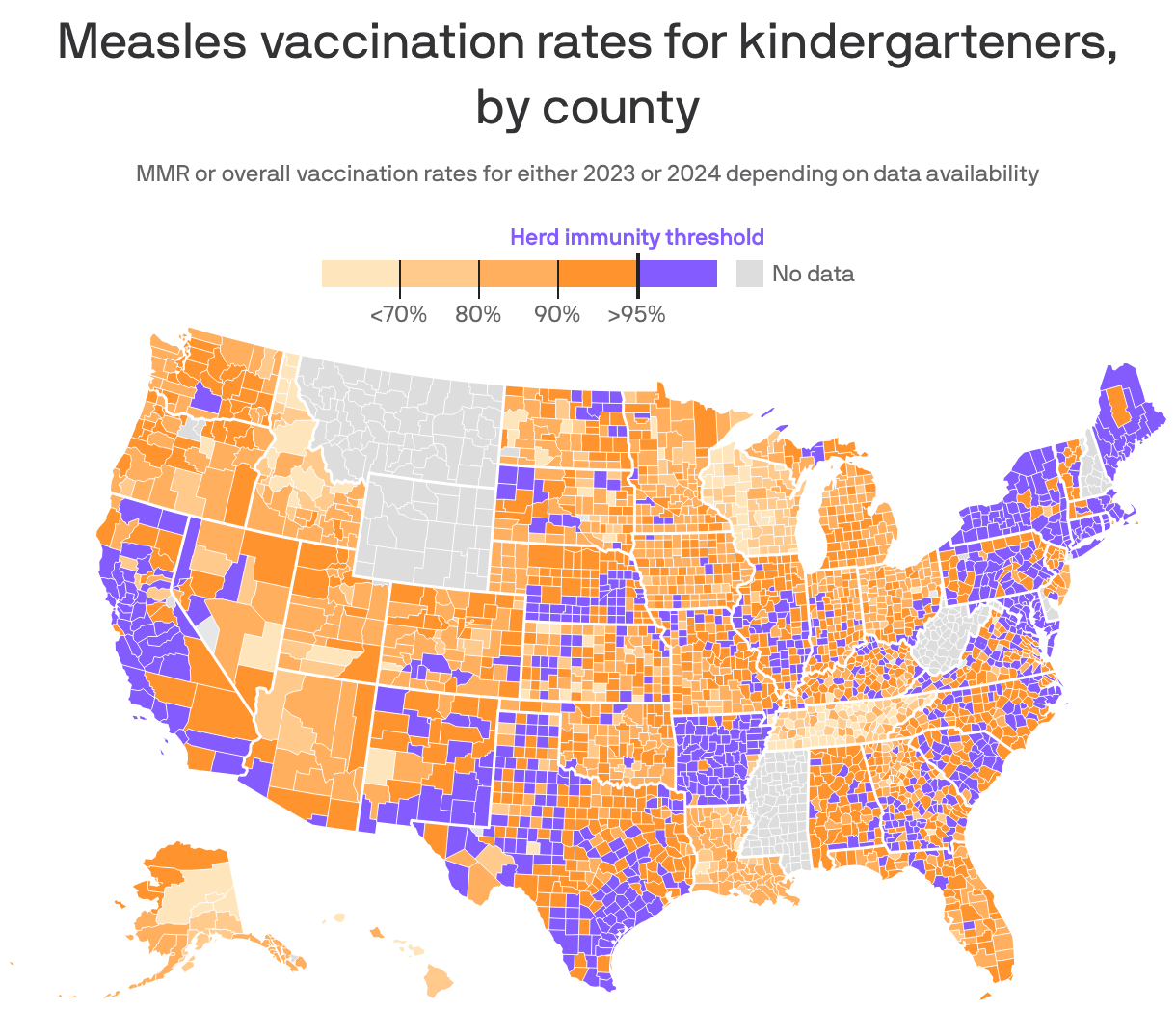 Vaccination rates plummet nationwide. See how your county compares