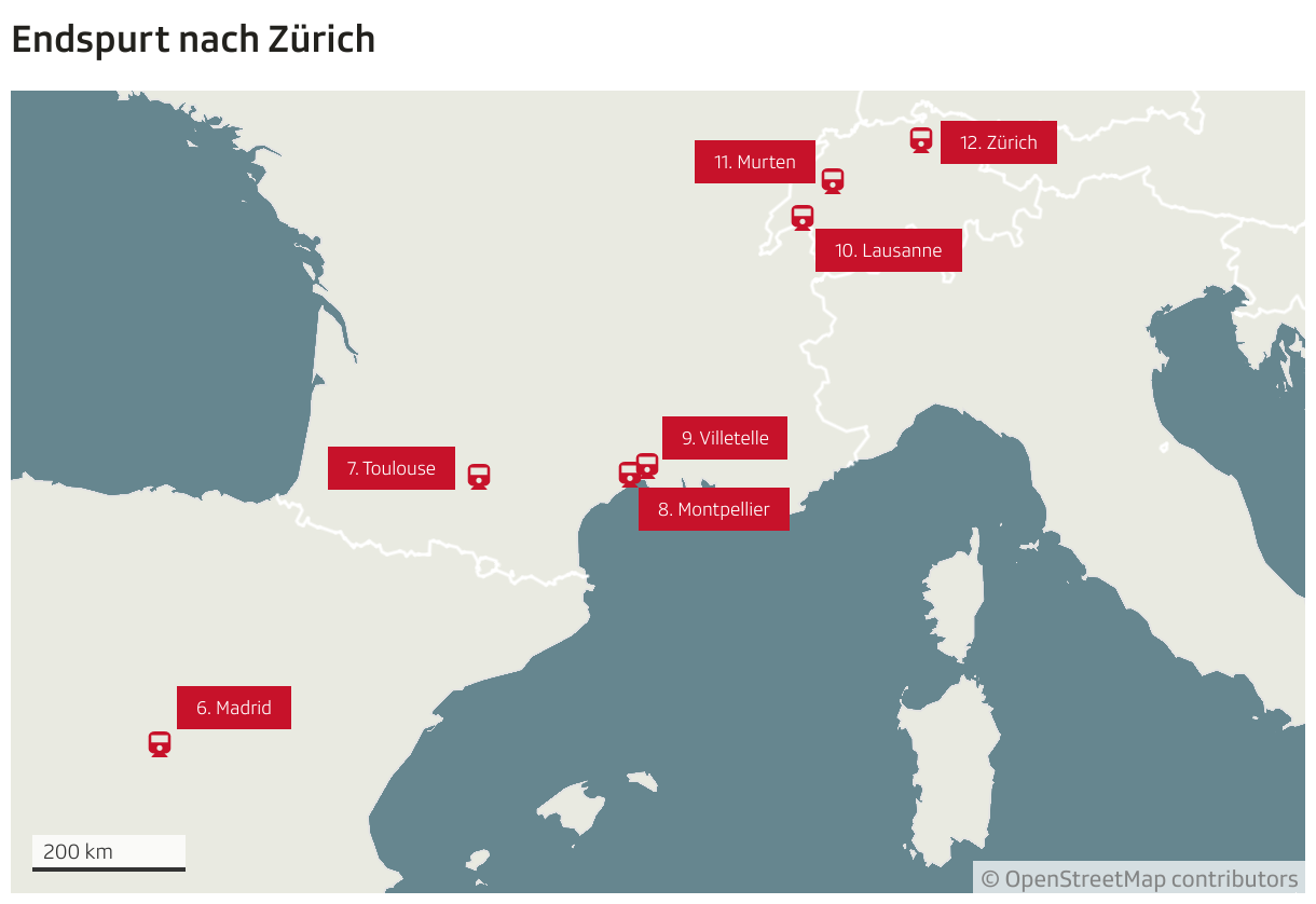 Endspurt nach Zürich (Locator-Karte)