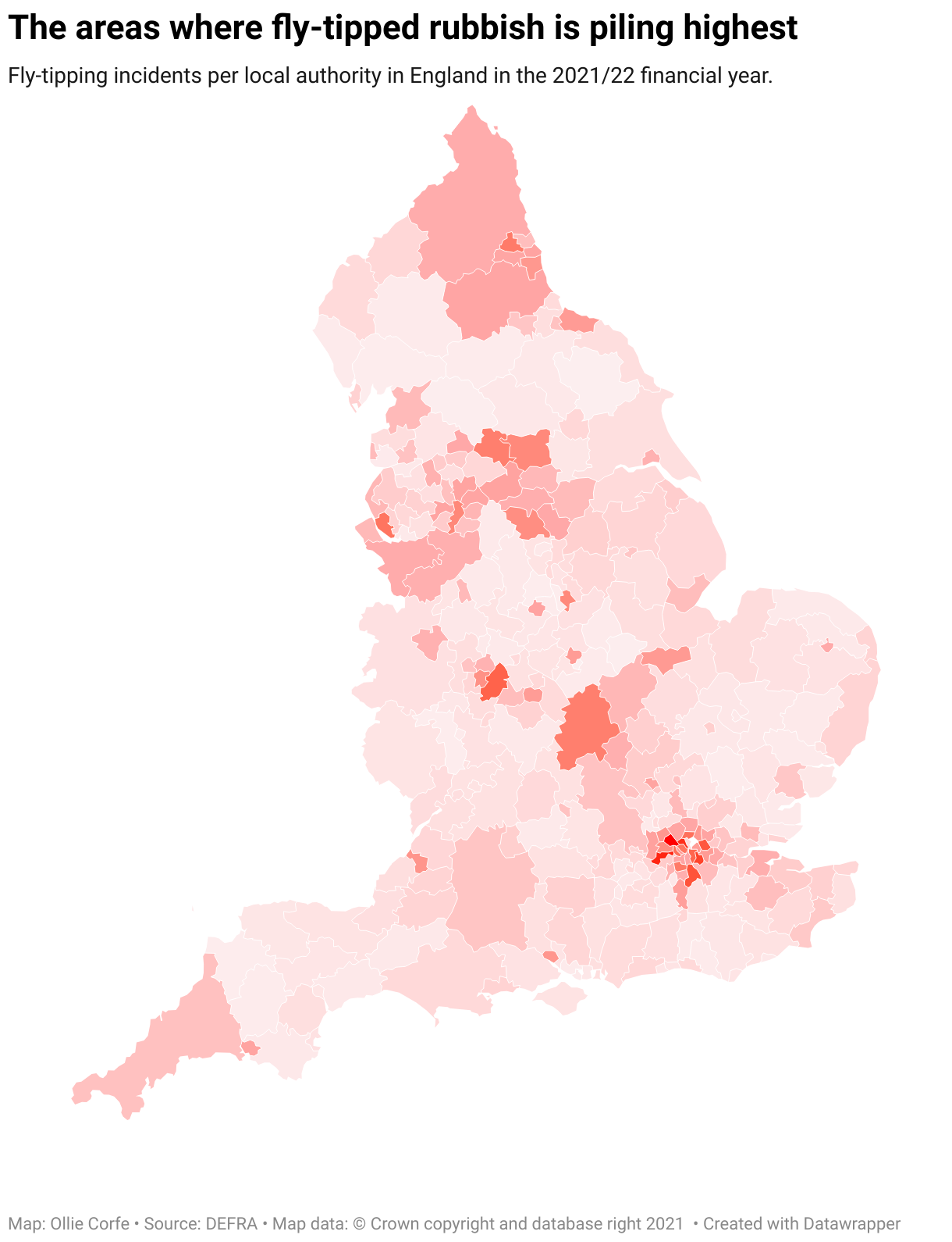 Map of fly-tipping prosecution ratios.