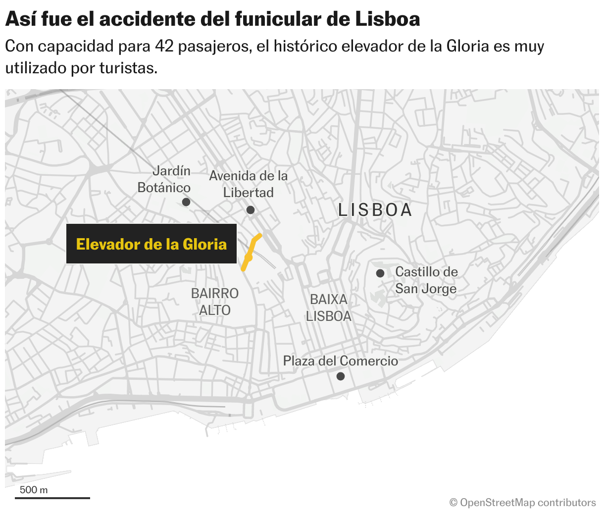Así fue el accidente del funicular de Lisboa (Mapas de ubicación)