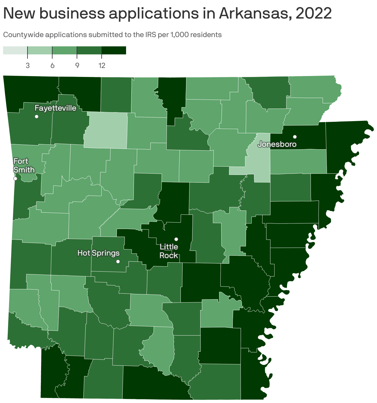 New business applications in Arkansas, 2022