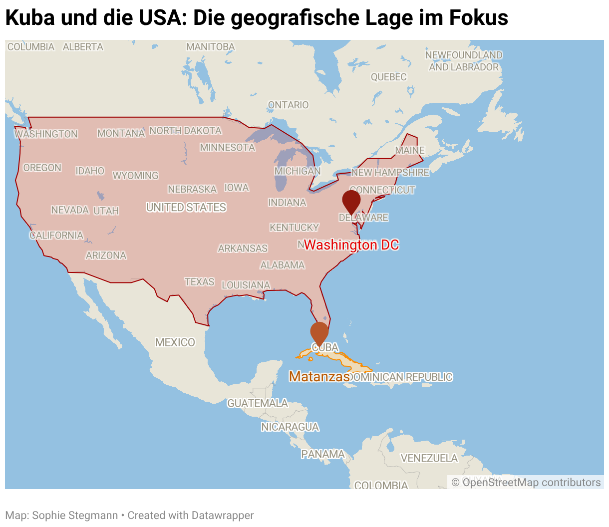 Kuba und die USA: Die geografische Lage im Fokus (Locator map)