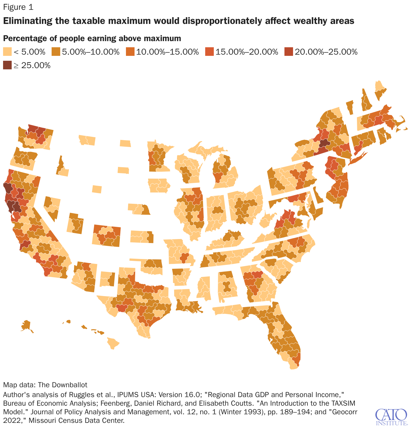 Eliminating the taxable maximum would disproportionately affect wealthy areas