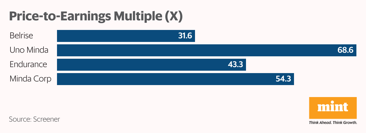 Price-to-Earnings Multiple (X) (Bar Chart)