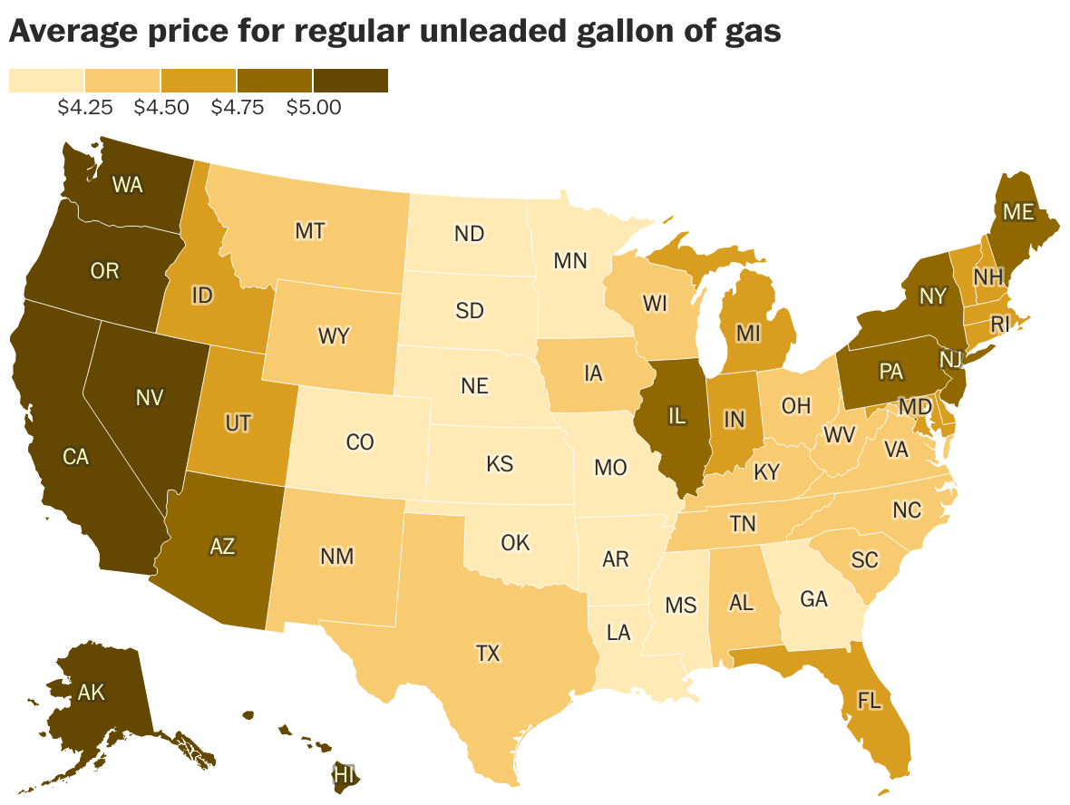 Gas Map Trip Planner Summer Road Trip? Our Gas Calculator Can Help You See Your Costs. -  Washington Post