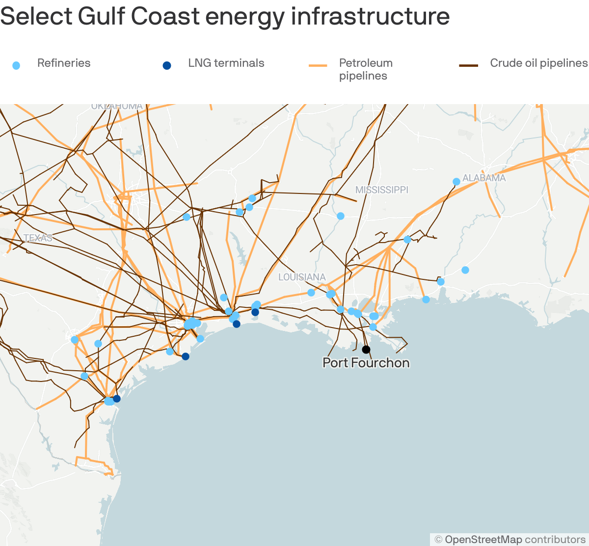 Select Gulf Coast energy infrastructure