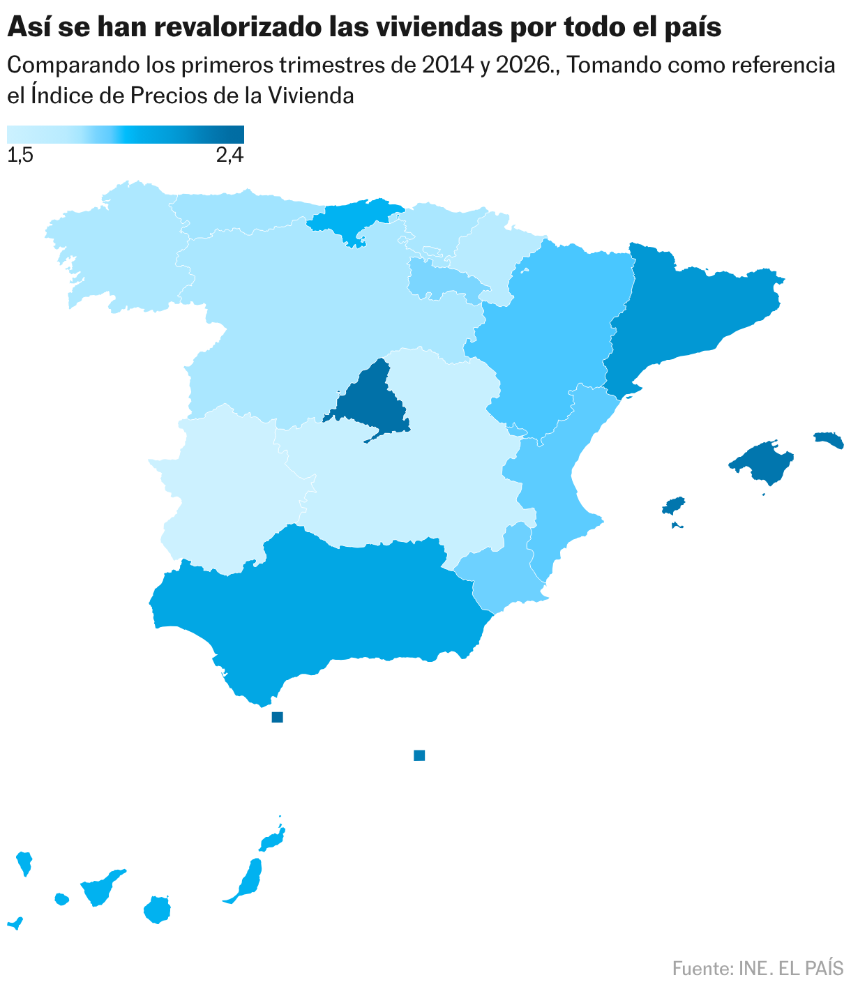 Así se han revalorizado las viviendas por todo el país (Mapa coroplético)