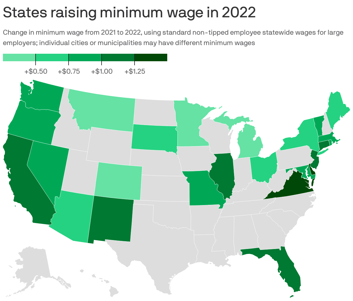 States raising minimum wage in 2022