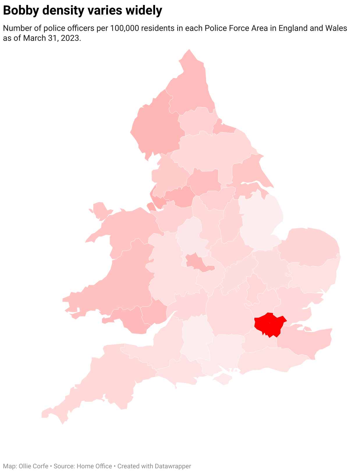 Map of police force strengths.