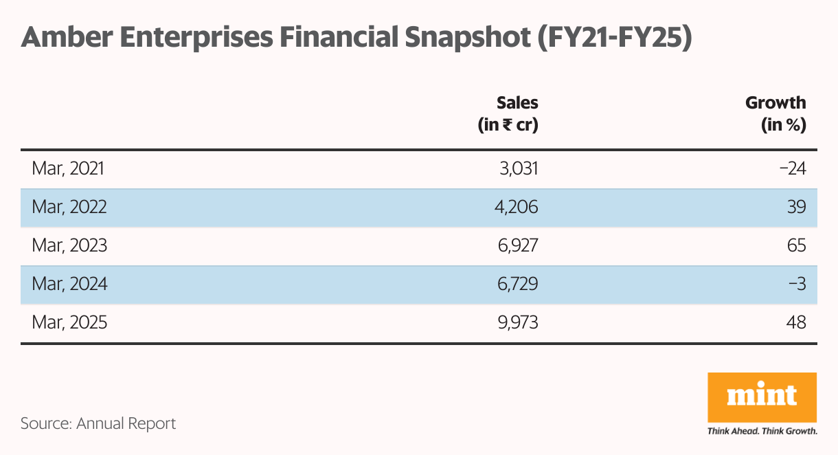 Amber Enterprises Financial Snapshot (FY21-FY25) (Table)