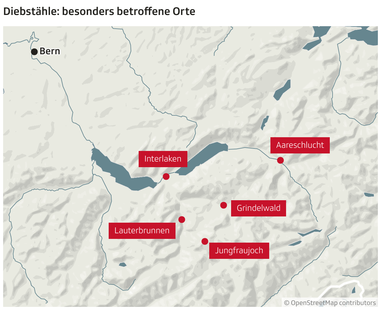 Diebstähle: besonders betroffene Orte (Locator-Karte)