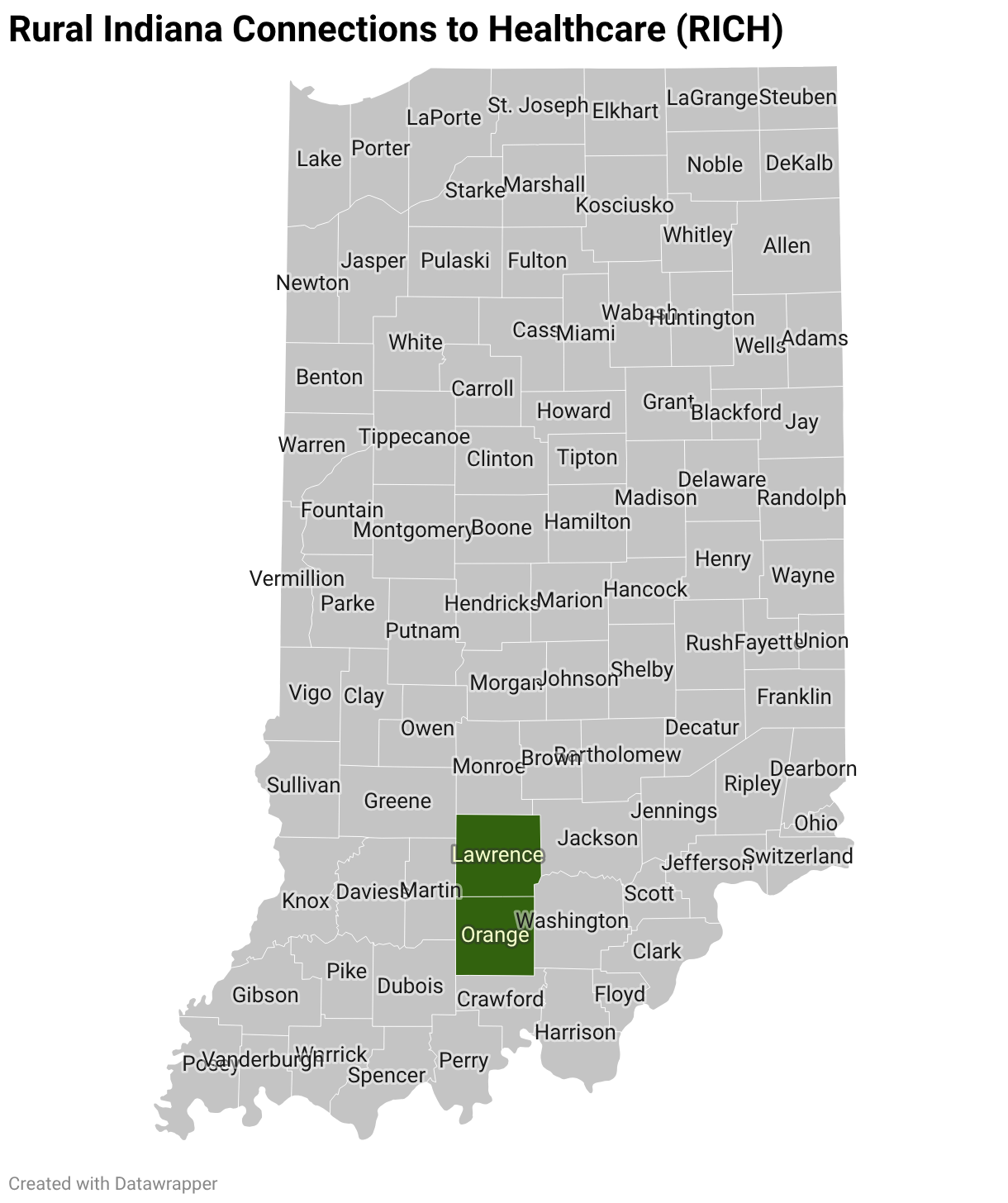RICH Service Area - Indiana Rural Health Association
