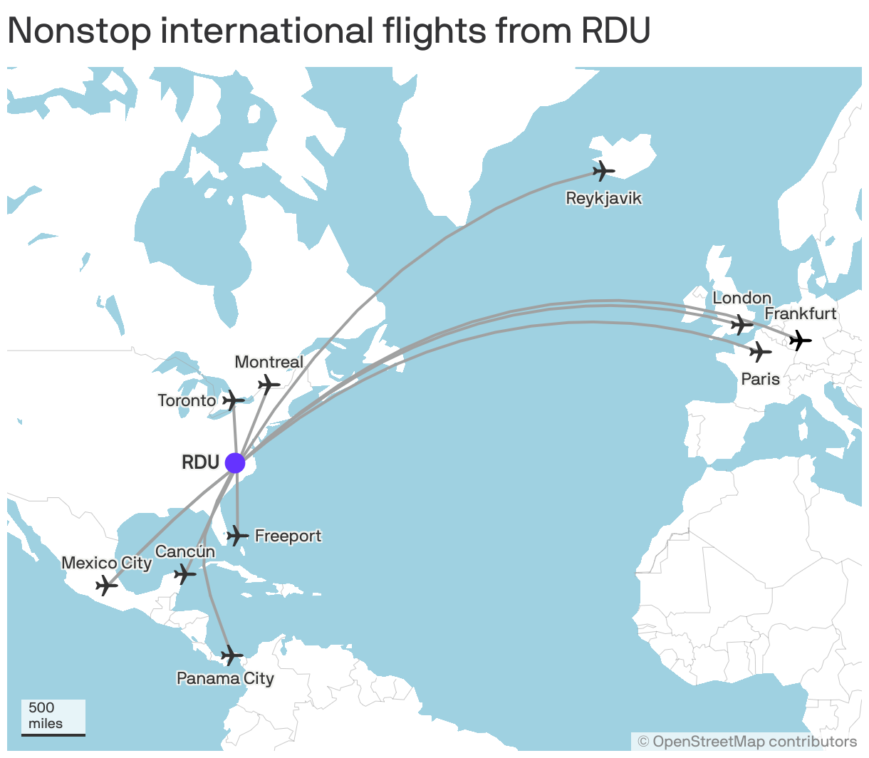 RDU adds direct flight to Mexico City. Here's its other nonstop