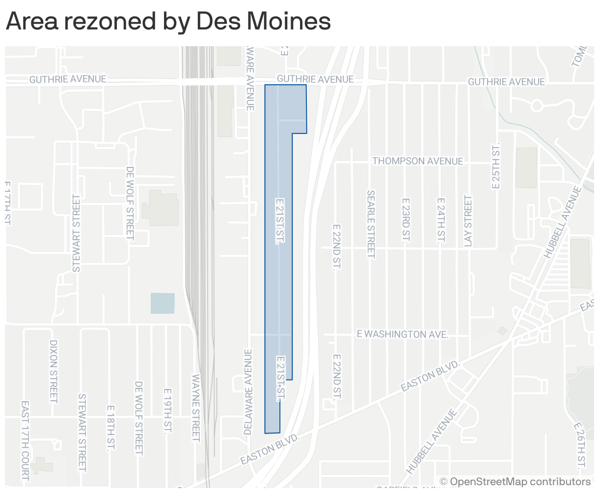 Area rezoned by Des Moines