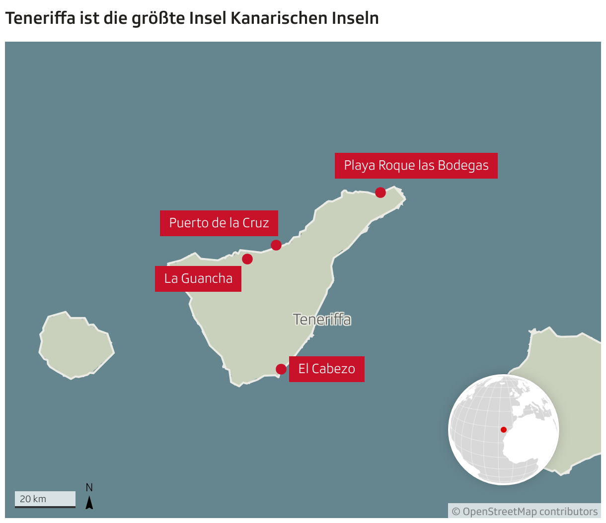 Teneriffa ist die größte Insel Kanarischen Inseln (Locator-Karte)