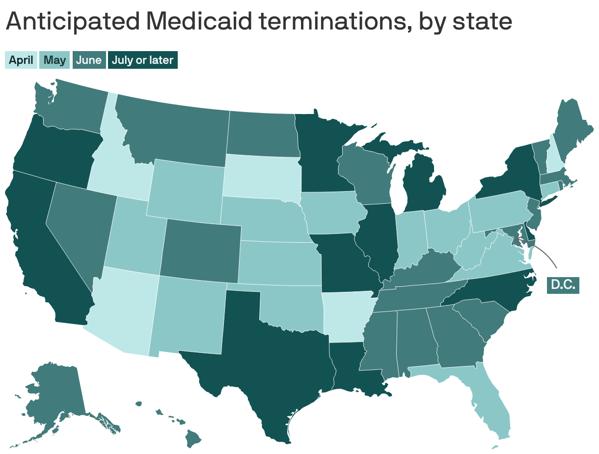First anticipated Medicaid terminations, by state