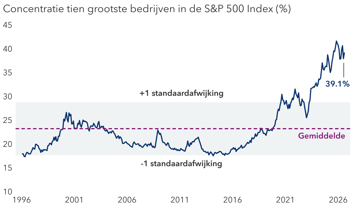 Een handvol aandelen is verantwoordelijk voor een uiterst geconcentreerde markt 