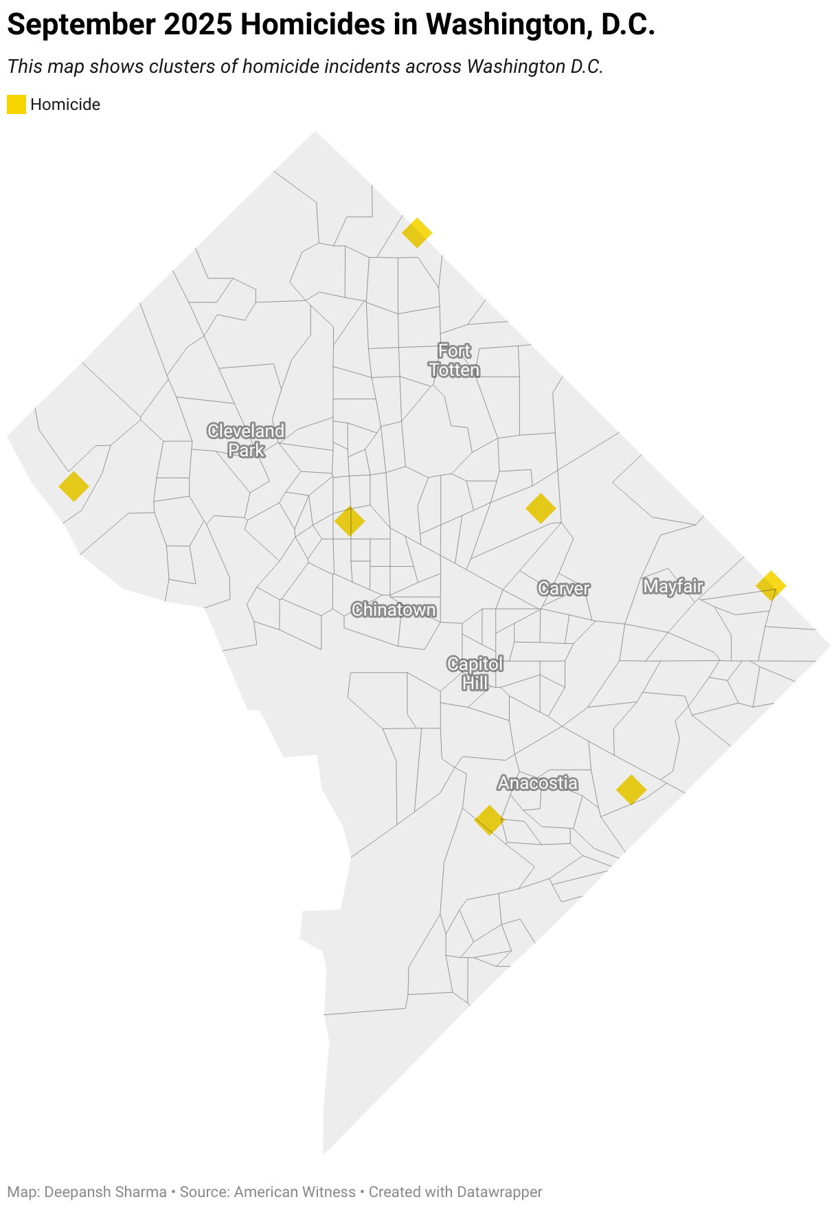 September 2025 Homicides in Washington, D.C. (Symbol map)