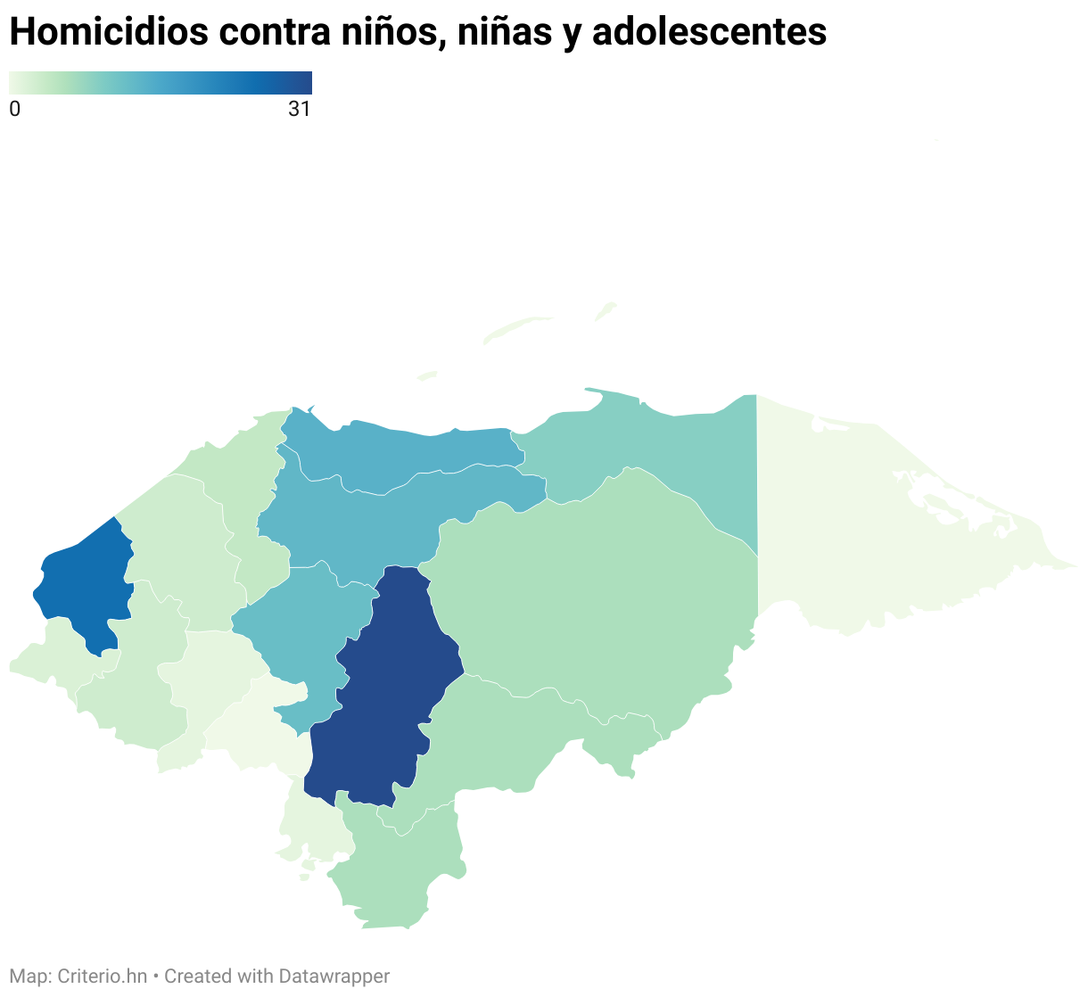 Homicidios contra niños, niñas y adolescentes (Choropleth map)