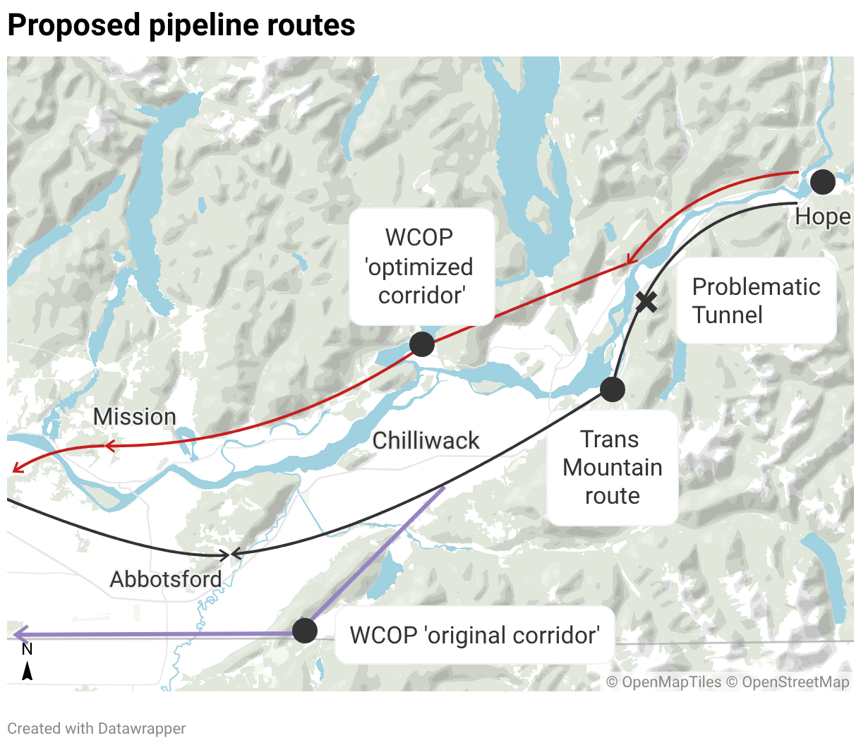 Proposed pipeline routes (Locator map)