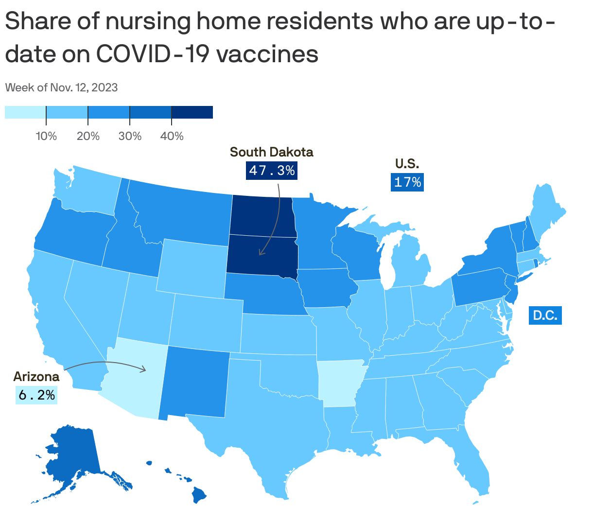 Share of nursing home residents who are up-to-date on COVID-19 vaccines