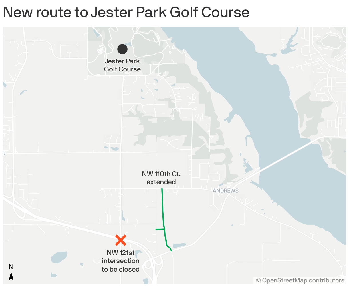 Intersection to Polk County's Jester Park Golf Course will permanently ...