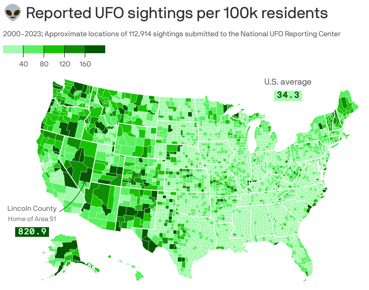 UFO sightings reported in San Francisco Bay Area between 200023