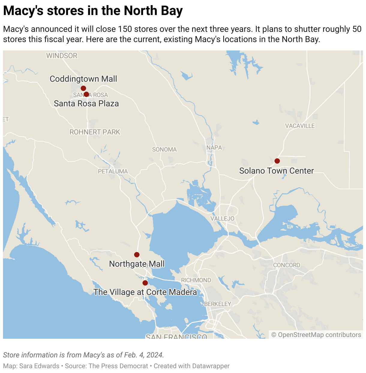 Where are all the Macy's locations in the North Bay? See the map The Press Democrat