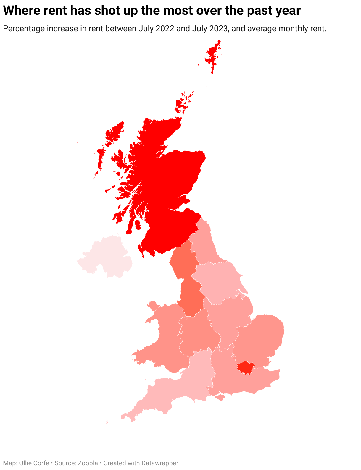 Rent price increases in the UK.
