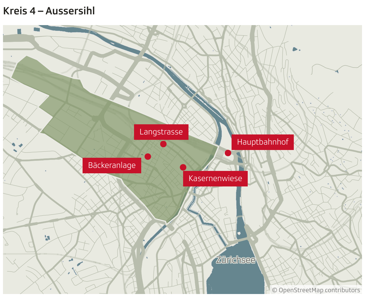 Kreis 4 – Aussersihl (Locator-Karte)