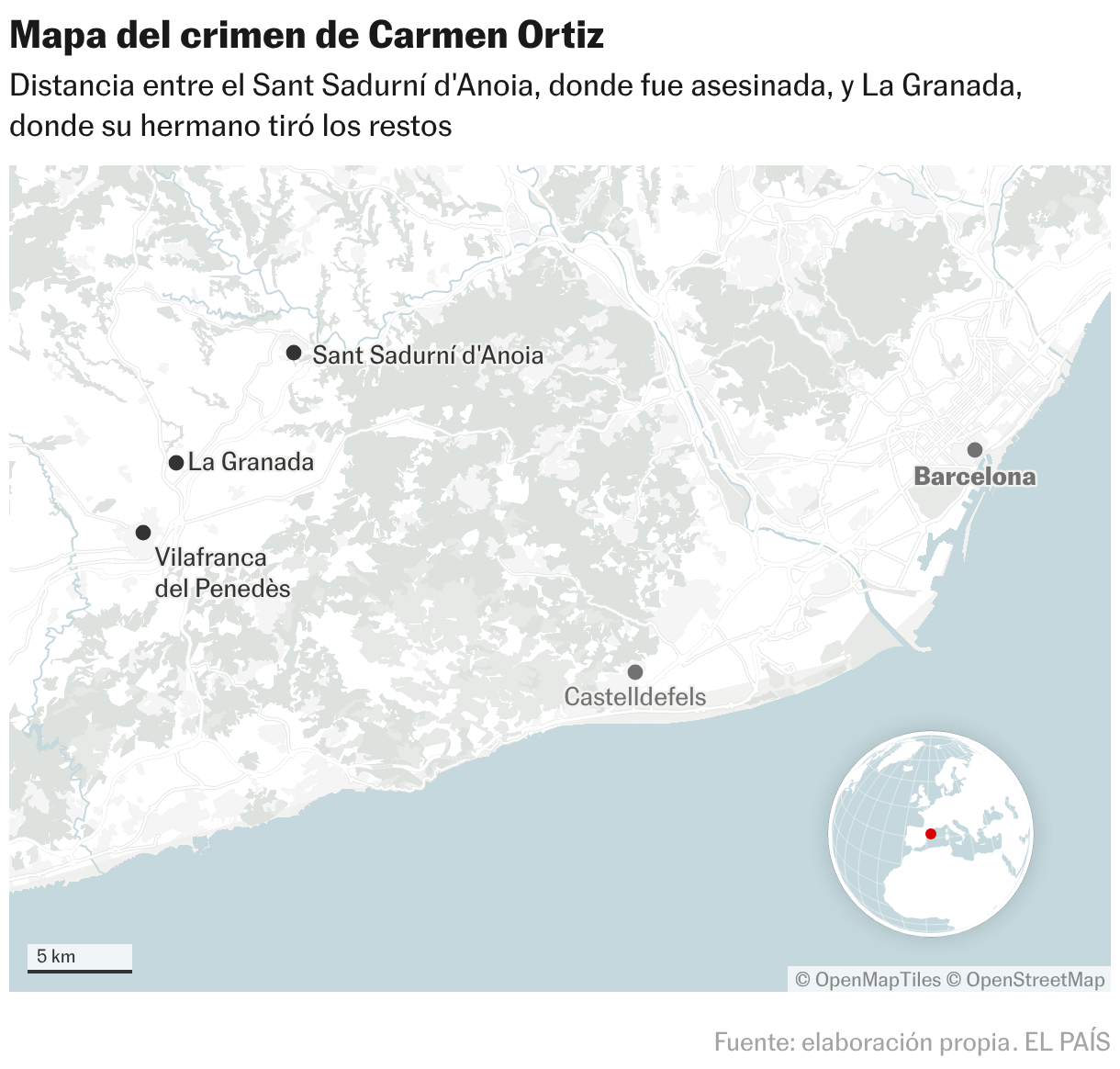 Mapa del crimen de Carmen Ortiz (Mapas de ubicación)