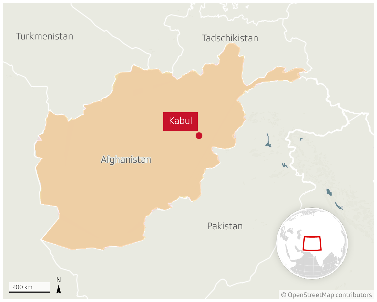 Eine Karte von Afghanistan mit der Hauptstadt Kabul