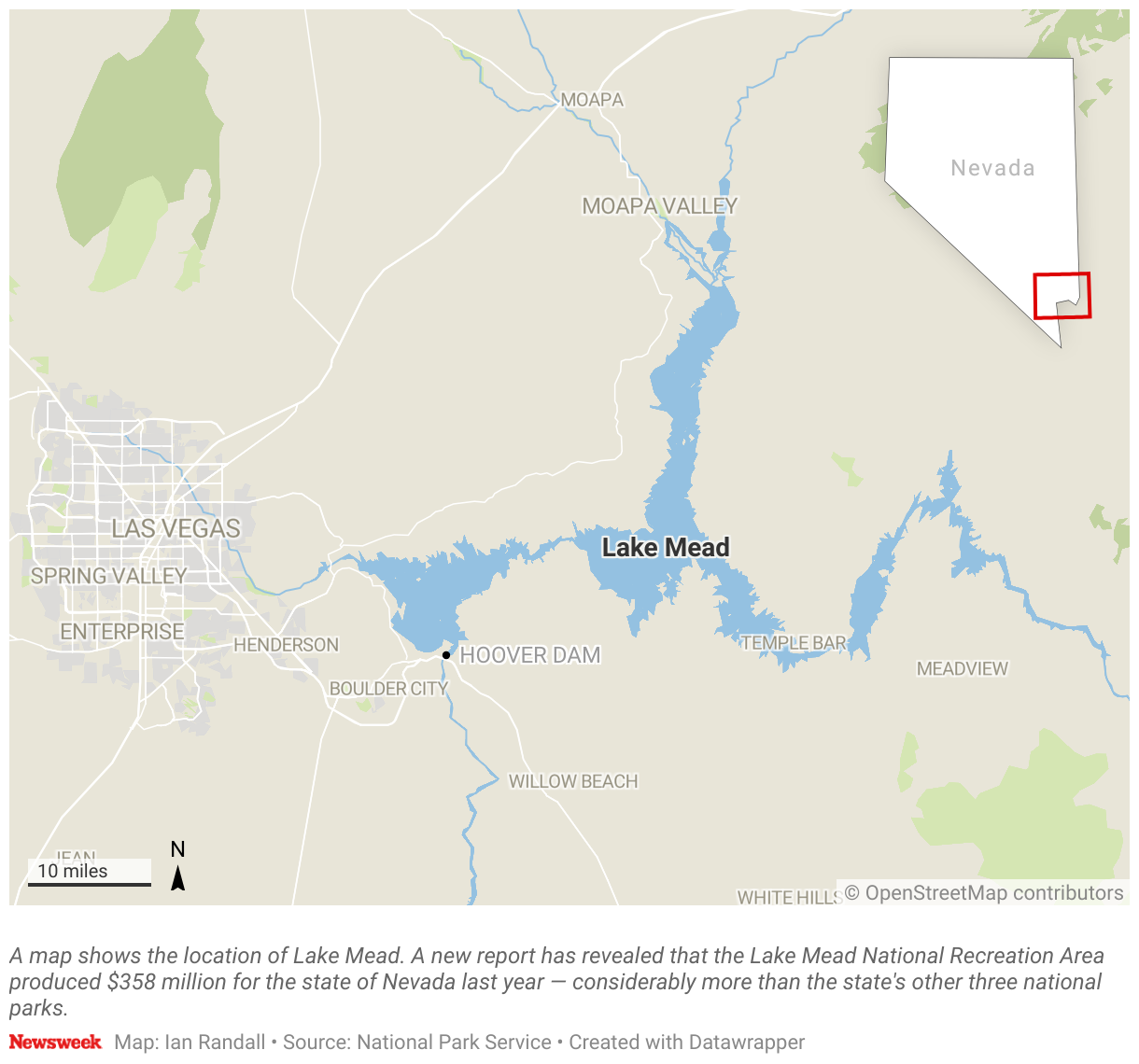 A map shows the location of Lake Mead.