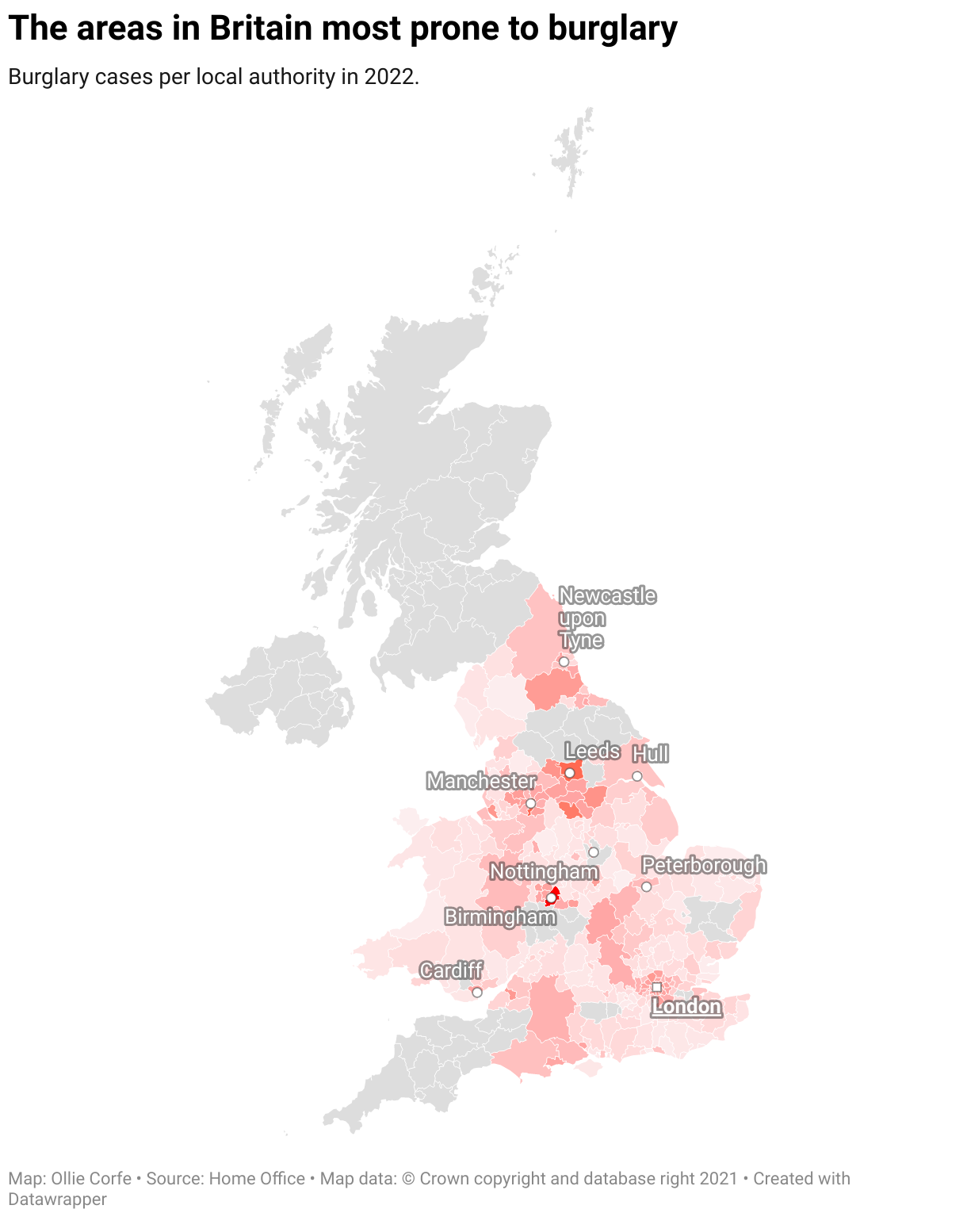 Burglary map of Britain.