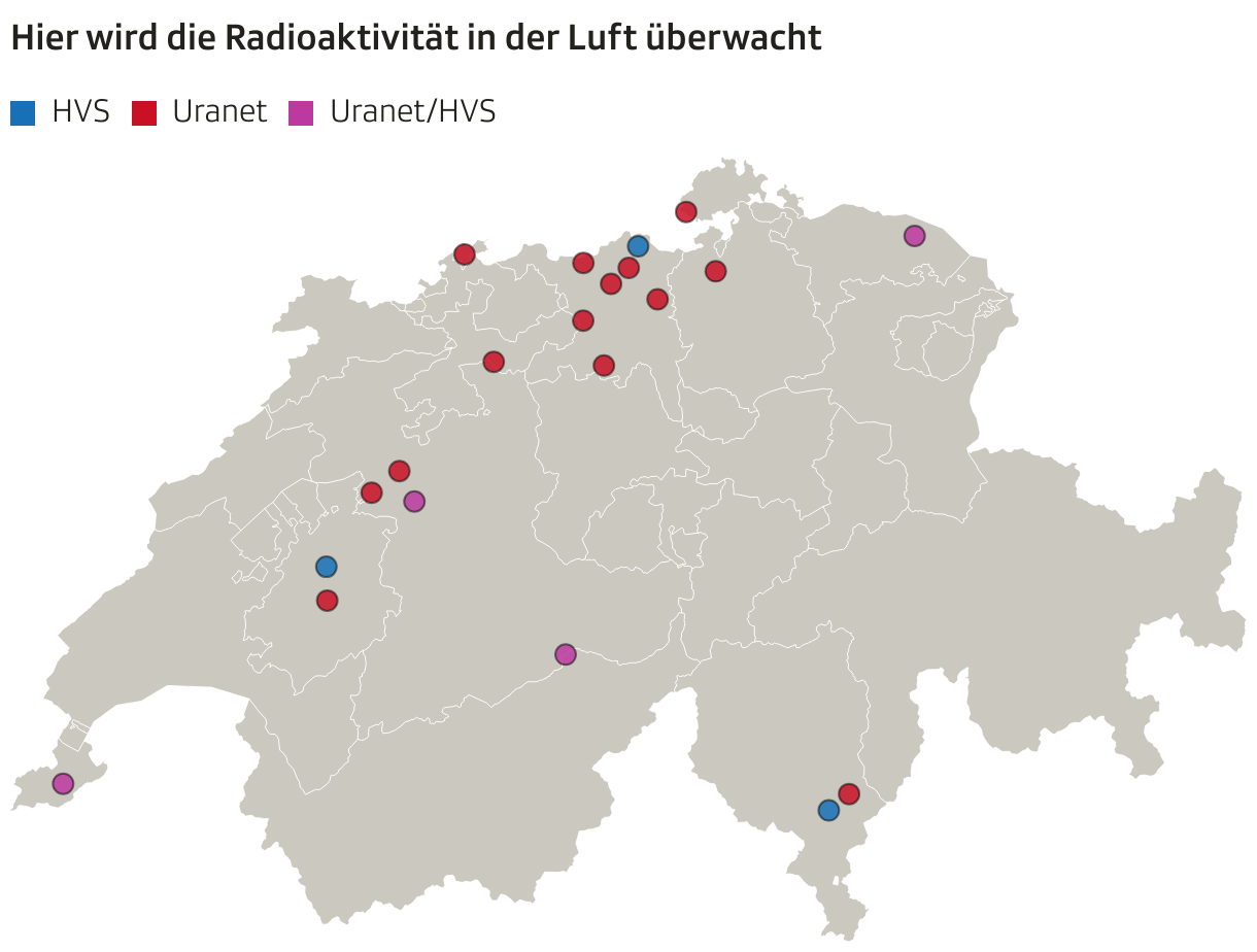 Hier wird die Radioaktivität in der Luft überwacht (Symbol-Karte)