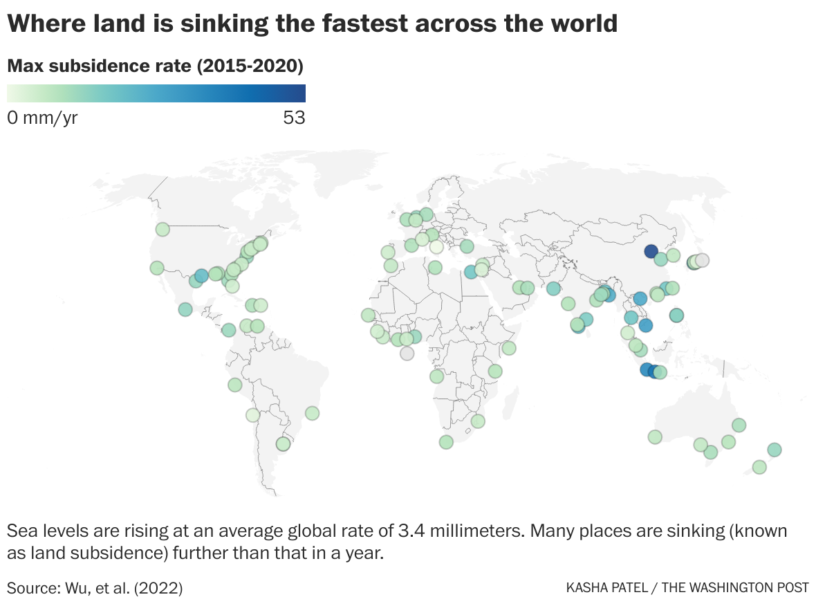 Where land is sinking the fastest in the U.S. The Washington Post