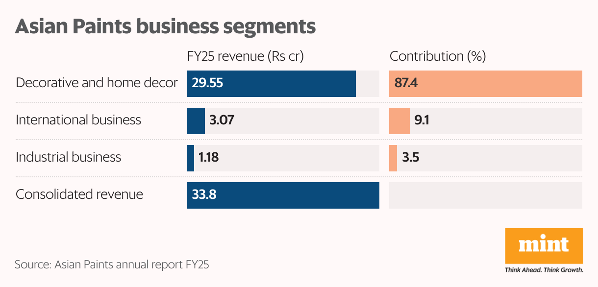 Asian Paints business segments (Split Bars)