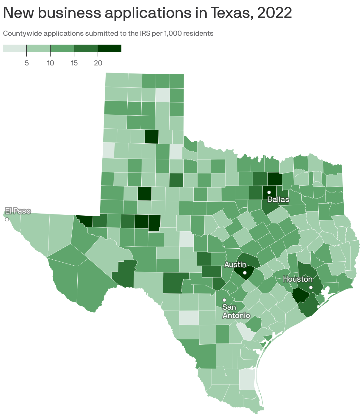 New business applications in Texas, 2022