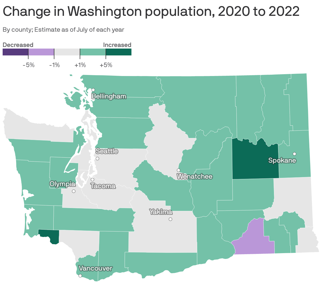 Change in Washington population, 2020 to 2022