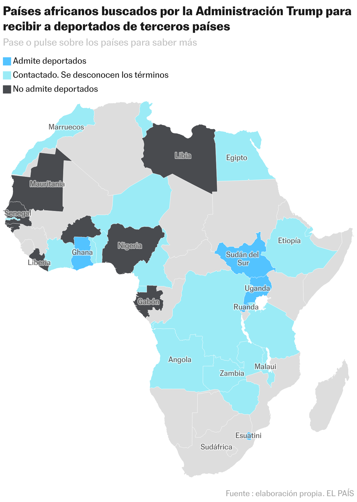 Países africanos buscados por la Administración Trump para recibir a deportados de terceros países