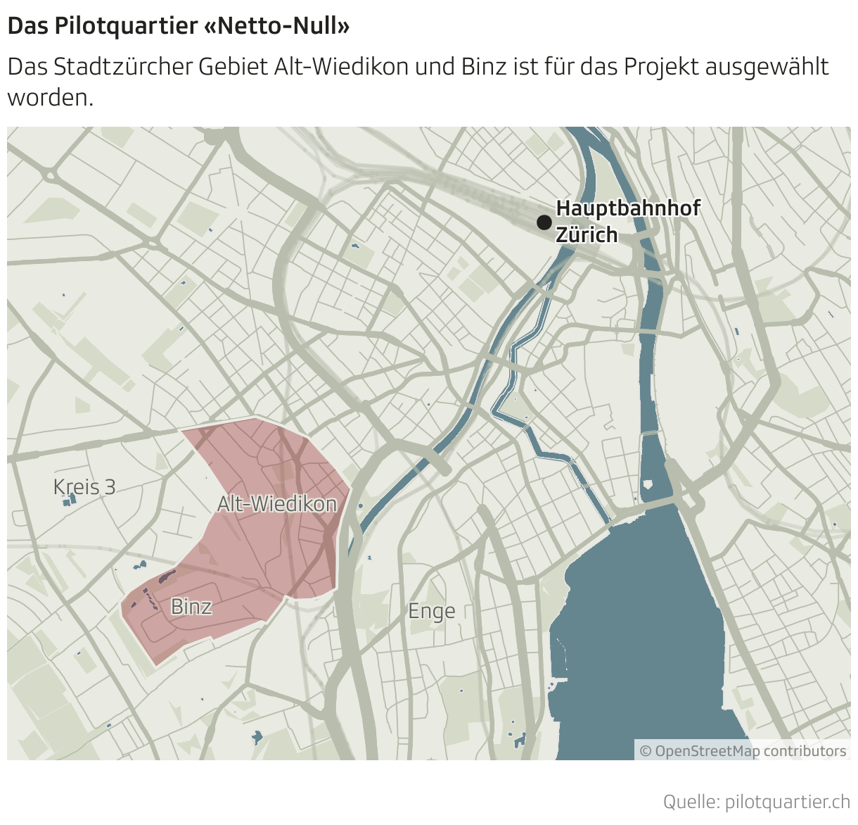 Das Pilotquartier «Netto-Null» (Locator-Karte)