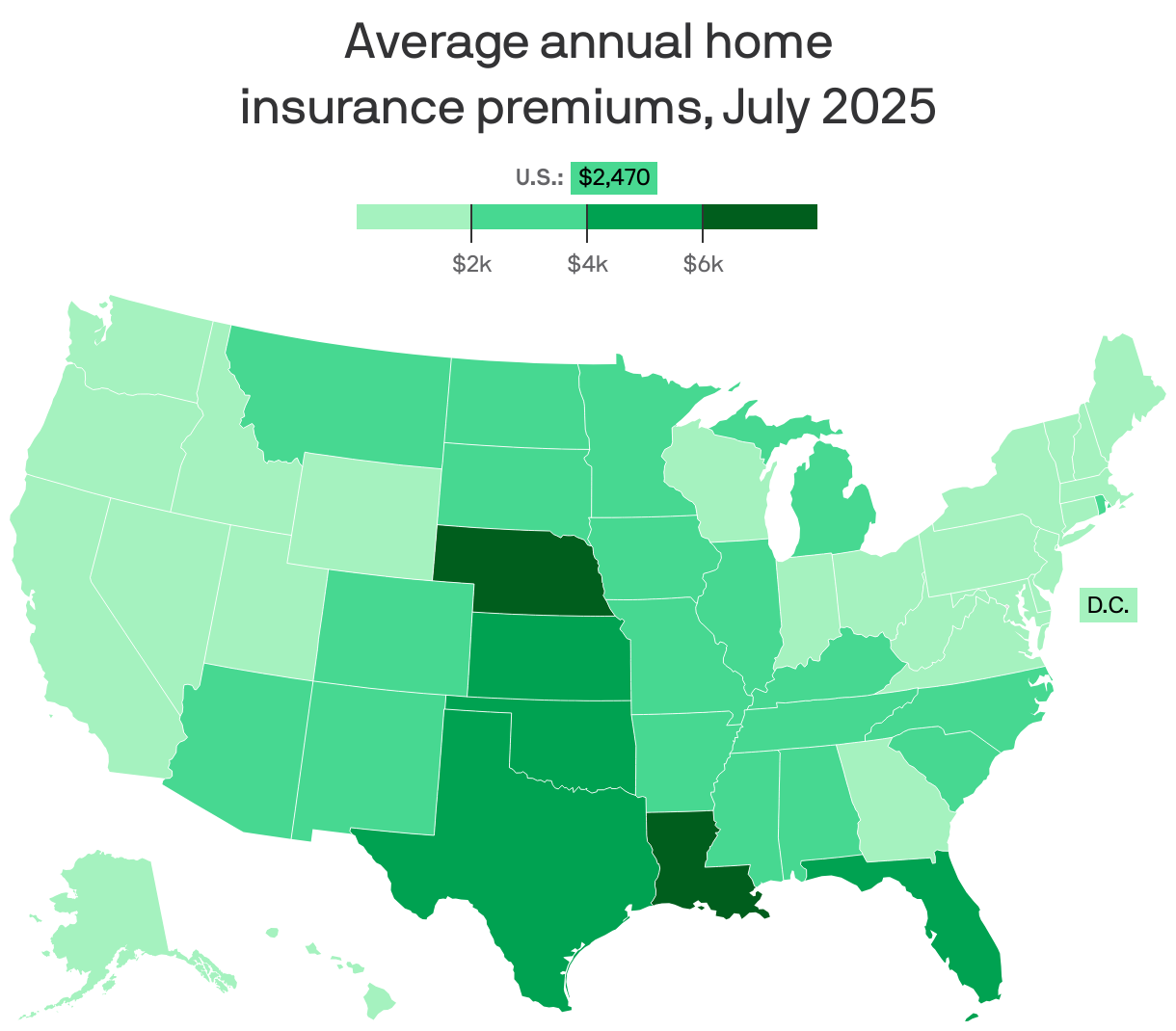 Where home insurance costs the most — and least